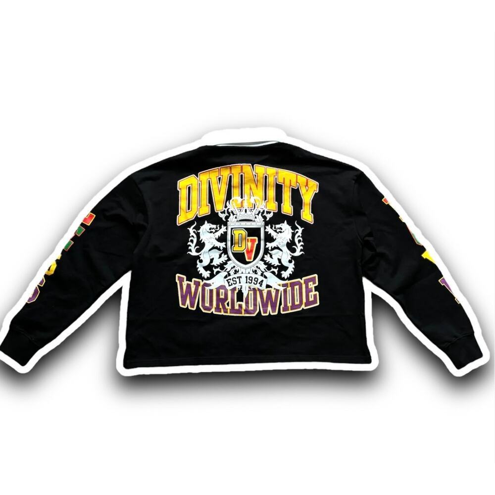 Divinity “Nostalgia Sweater” in Black Y2K 90's Blokecore Sportswear Sportscore - Picture 2 of 11